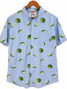 Urban Pipeline MaxFlex Men’s XL Blue Green Lime Print Button Down Shirt